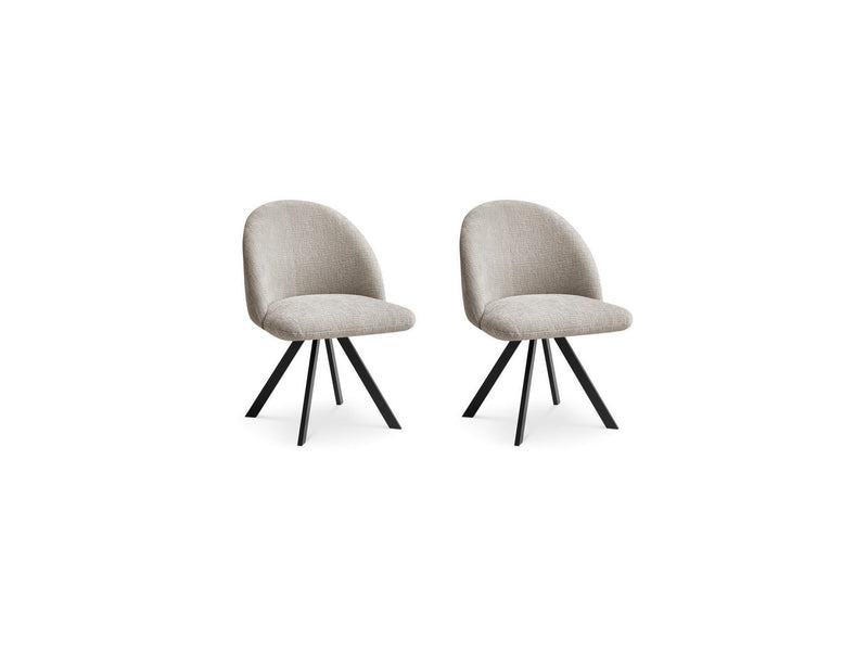 Lot De 2 Chaises Lalie - Tissu Texturé Et Pieds Étoile - Beige