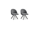 Lot De 2 Chaises Lalie - Tissu Texturé Et Pieds Étoile - Gris Foncé