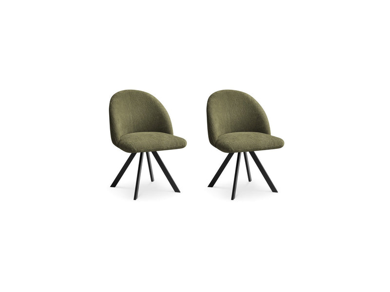 Lot De 2 Chaises Lalie - Tissu Texturé Et Pieds Étoile - Vert