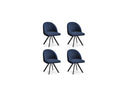 Lot De 4 Chaises Lalie - Tissu Texturé Et Pieds Étoile - Bleu Foncé