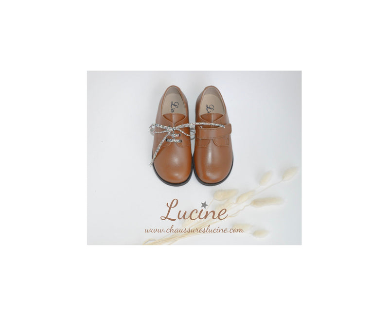 Chaussures Enfant Resistantes Scratch Gaël - Cuir Camel - Mixte