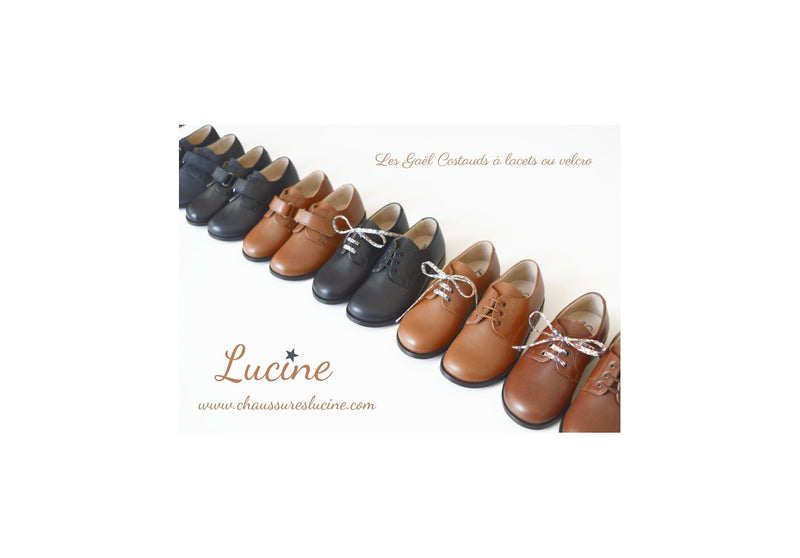 Chaussures Enfant Resistantes Scratch Gaël - Cuir Camel - Mixte