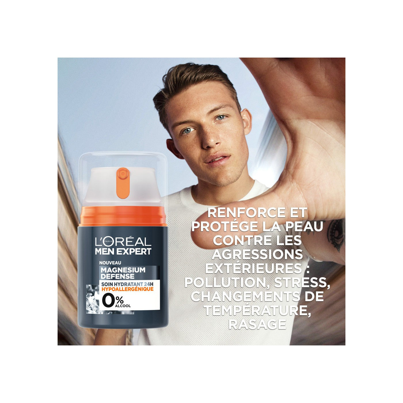Men Expert Magnesium Defense Crema Hidratante 24H Hipoalergénica 0%