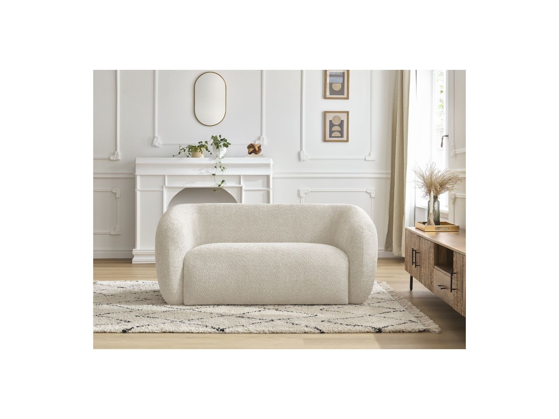 Celine - Canapé Droit Fixe 2 Places - Tissu Bouclette