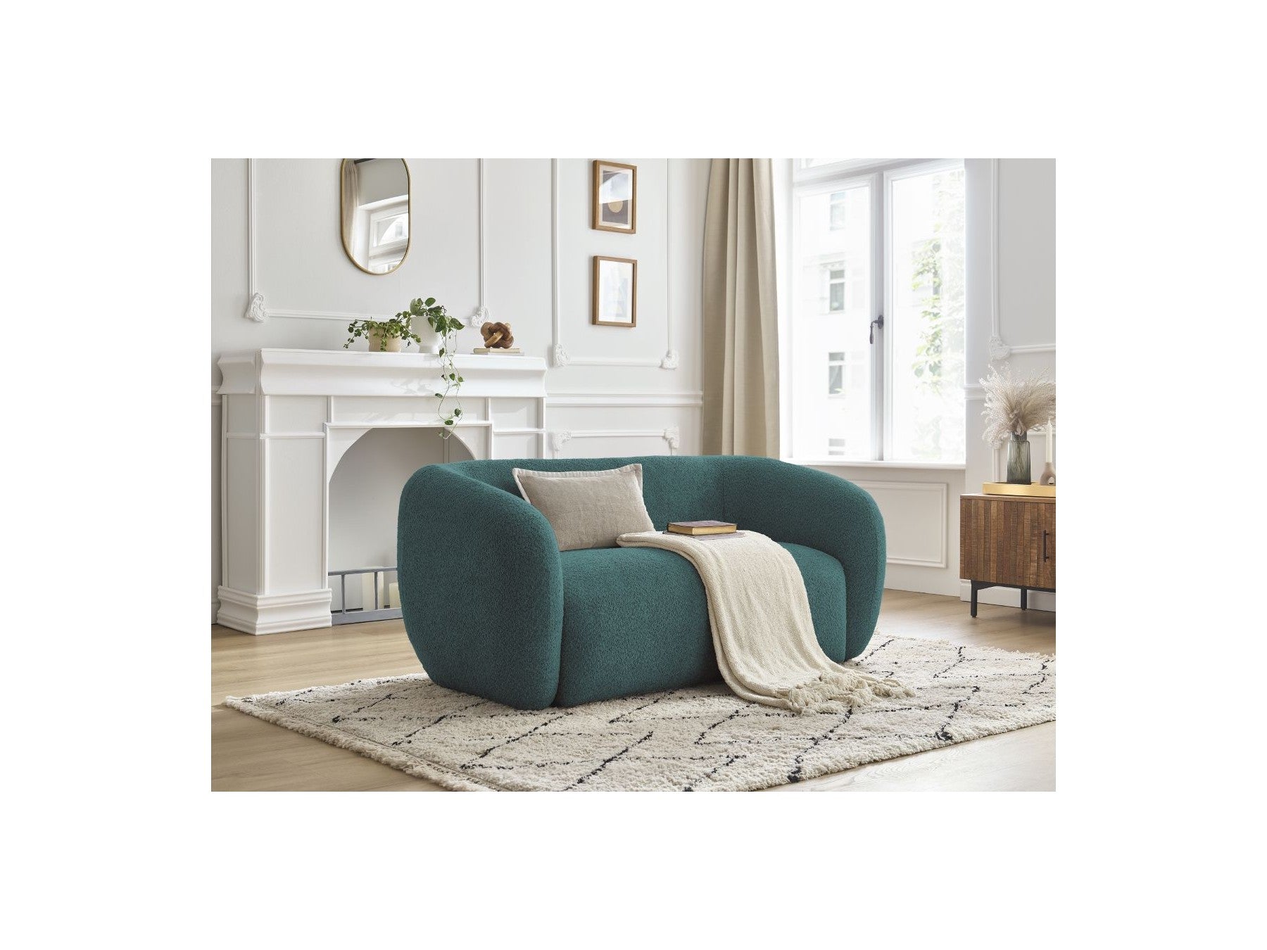 Celine - Canapé Droit Fixe 2 Places - Tissu Bouclette