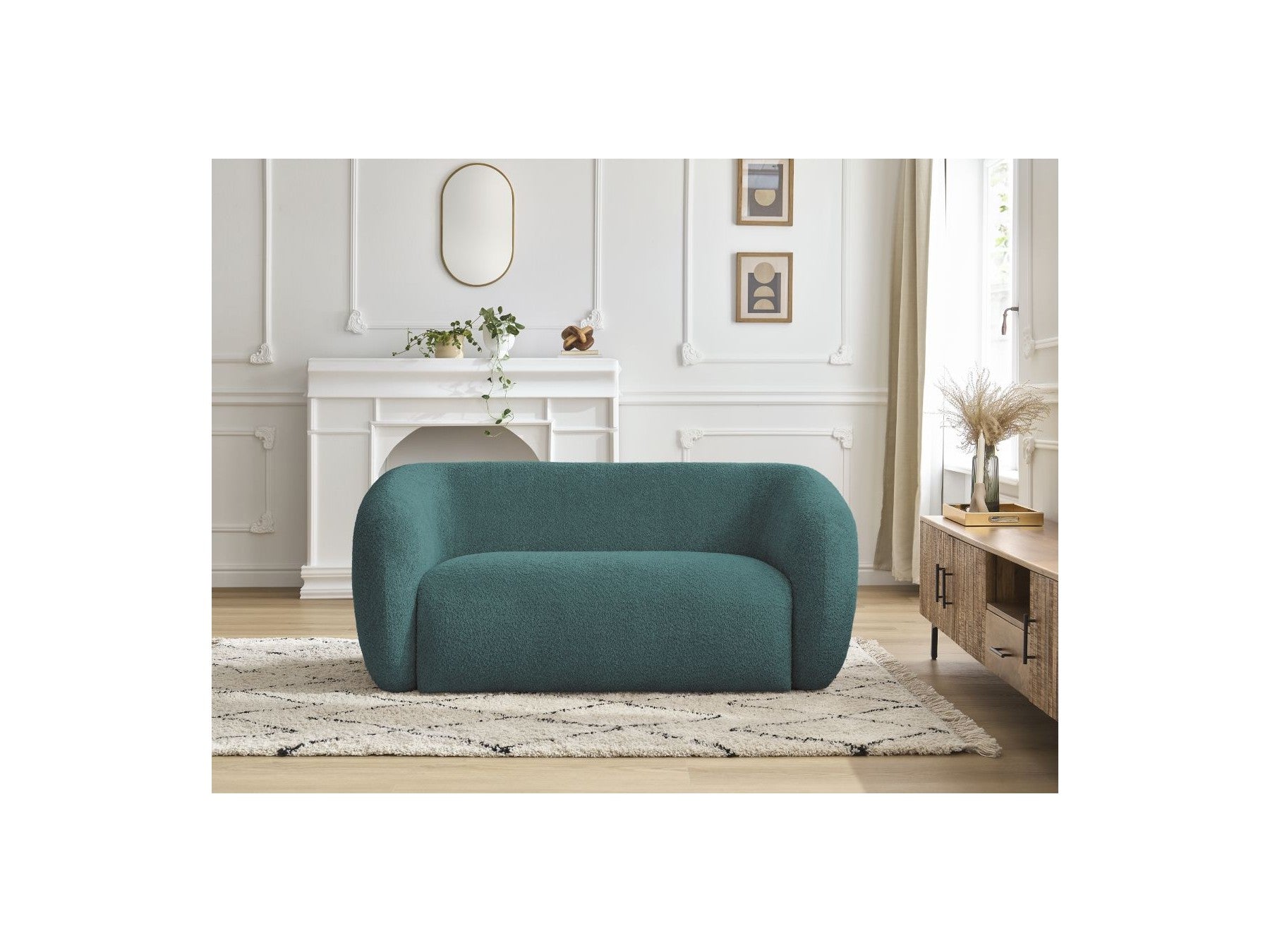 Celine - Canapé Droit Fixe 2 Places - Tissu Bouclette