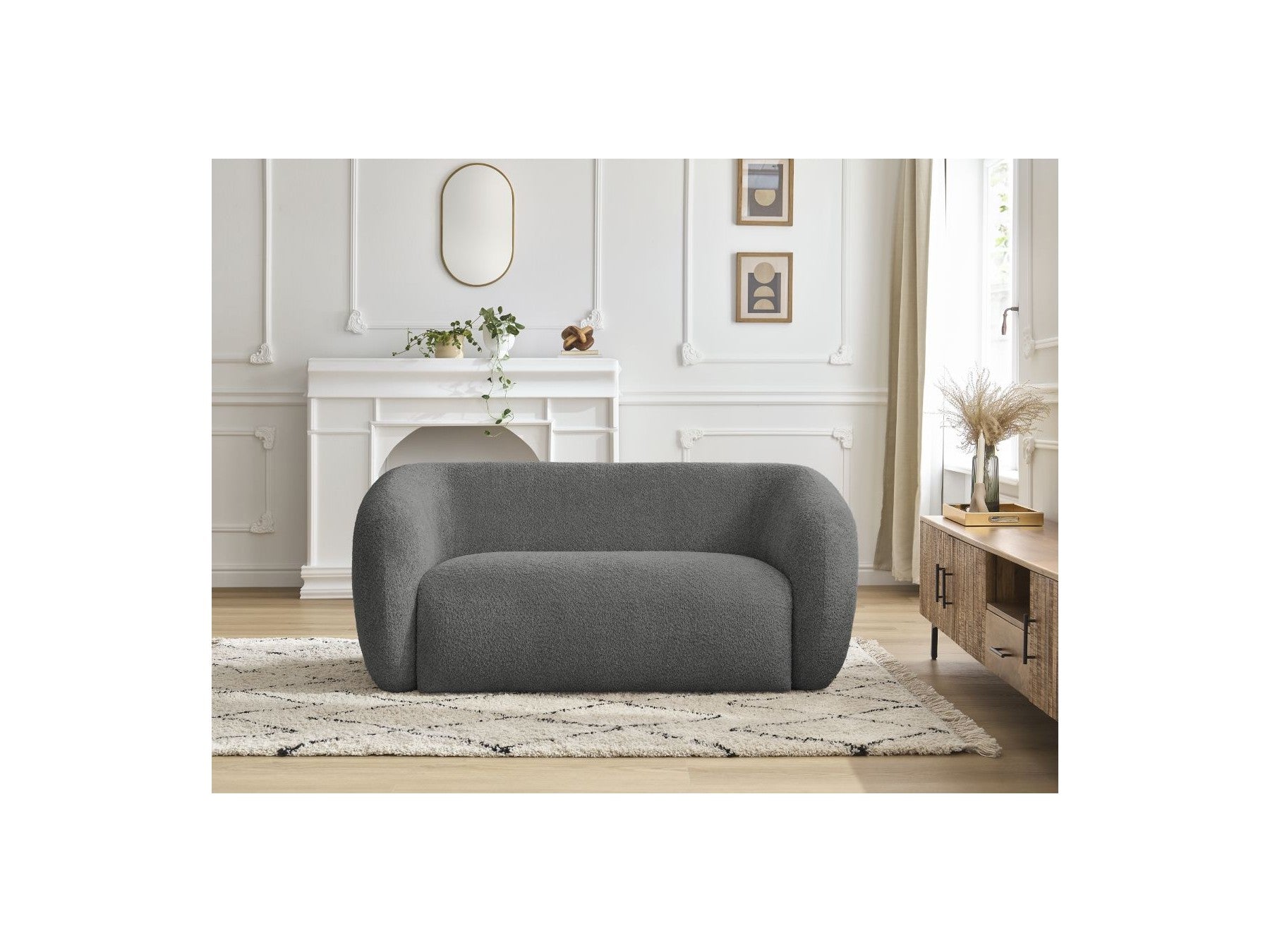 Celine - Canapé Droit Fixe 2 Places - Tissu Bouclette