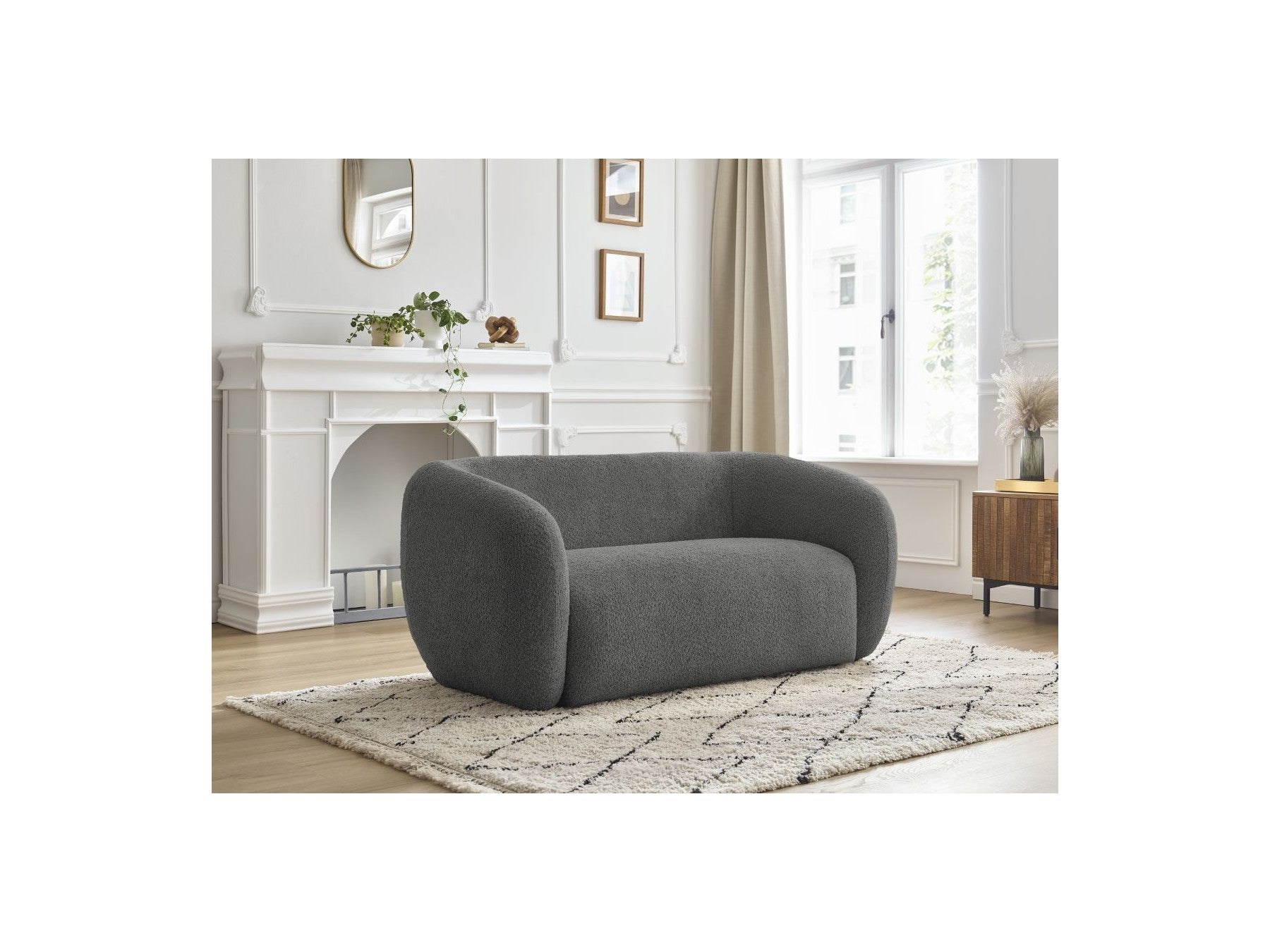 Celine - Canapé Droit Fixe 2 Places - Tissu Bouclette