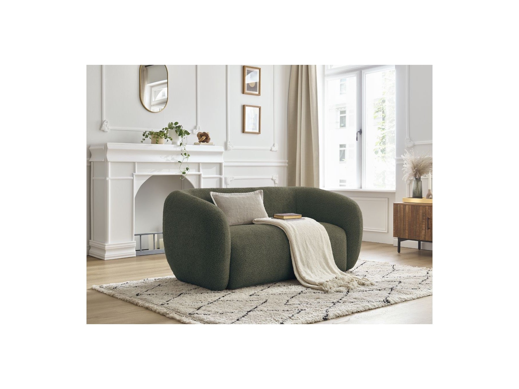 Celine - Canapé Droit Fixe 2 Places - Tissu Bouclette