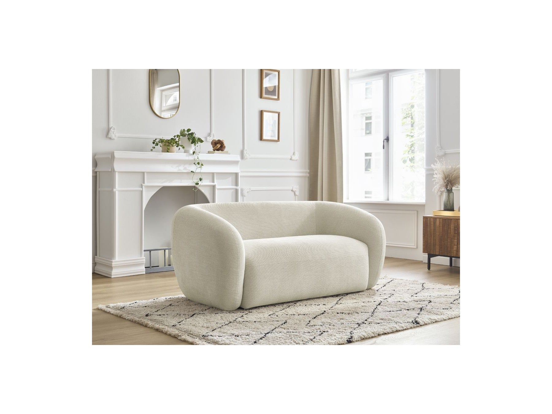 Celine - Canapé Droit Fixe 2 Places - Tissu Lisse