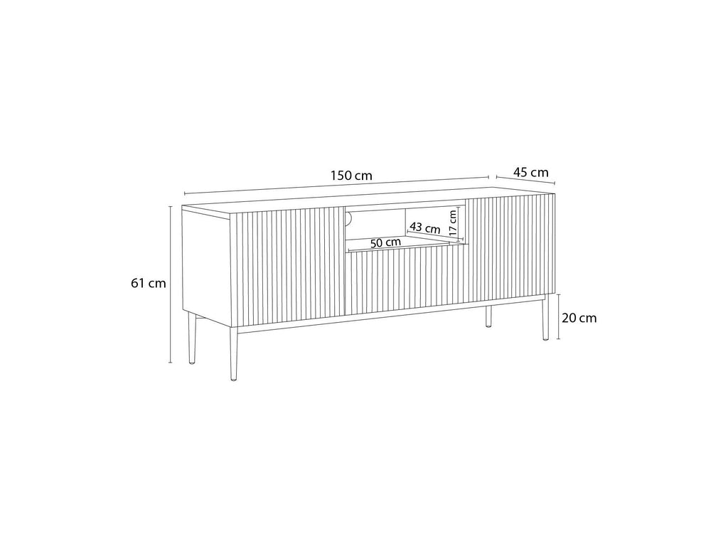 Kasha - TV Unit with Open Compartment - Gold Legs