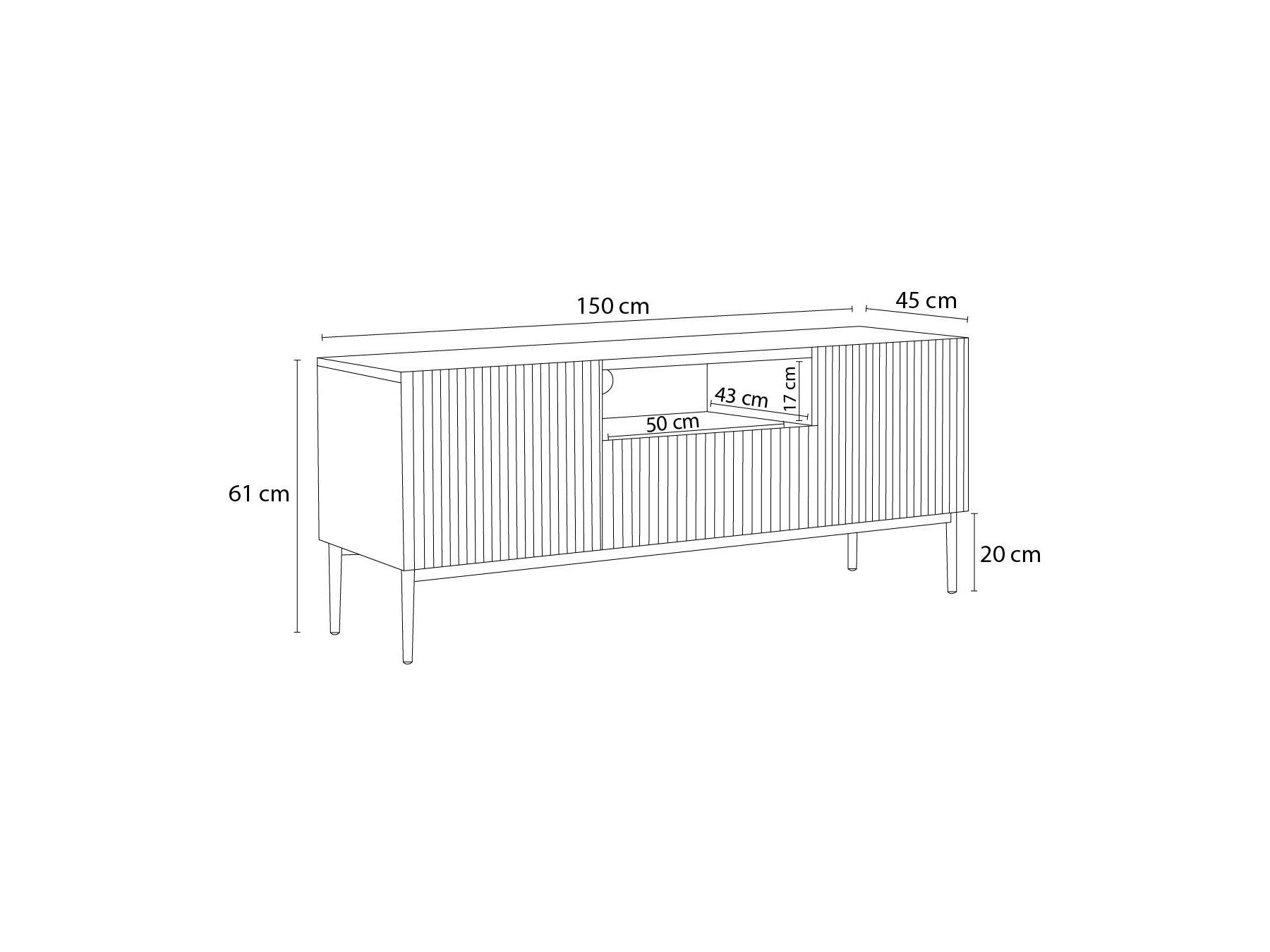 Kasha - TV Unit with Open Compartment - Gold Legs