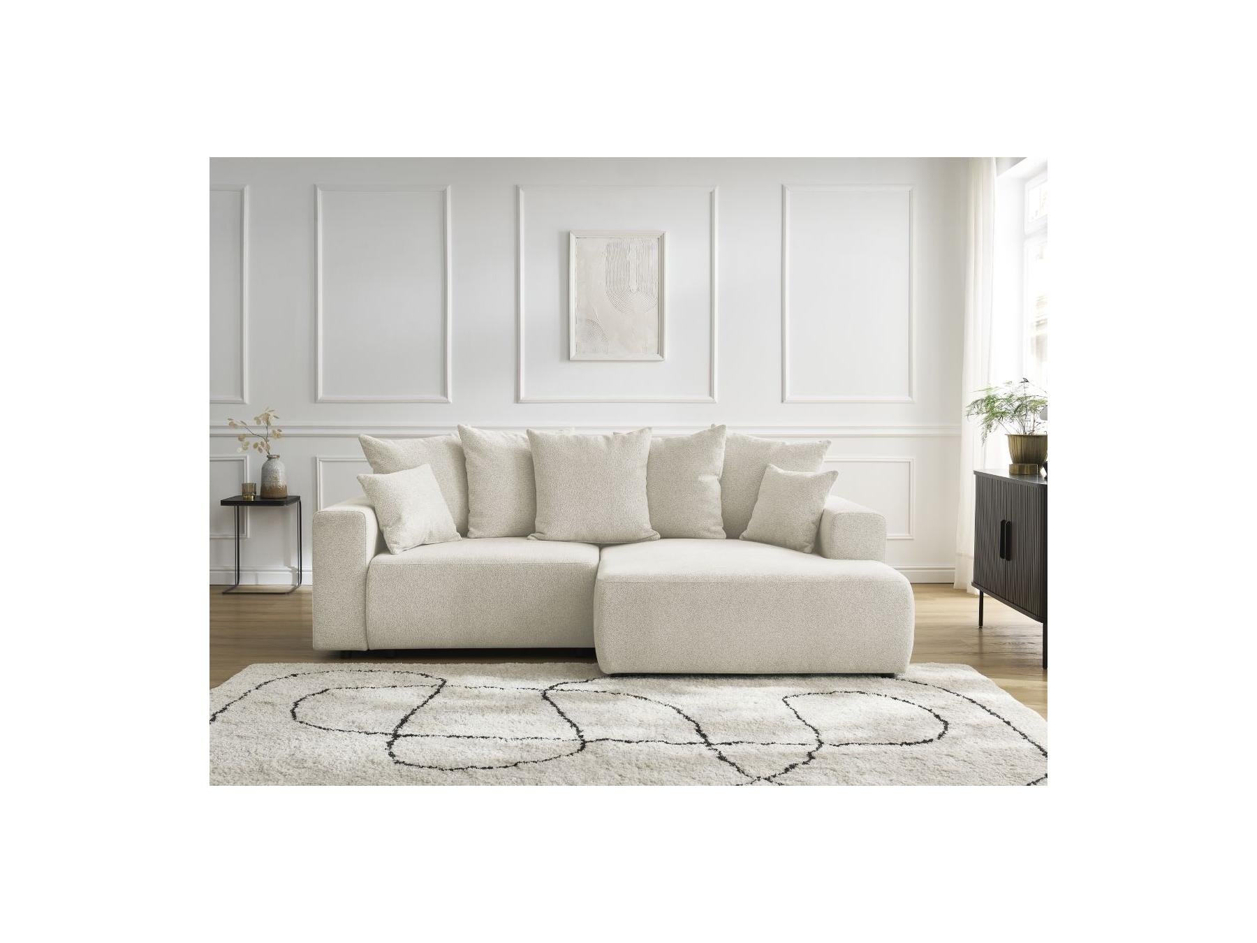 Atilla - Canapé D'Angle Convertible Coffre - Tissu Chiné - Angle Droit