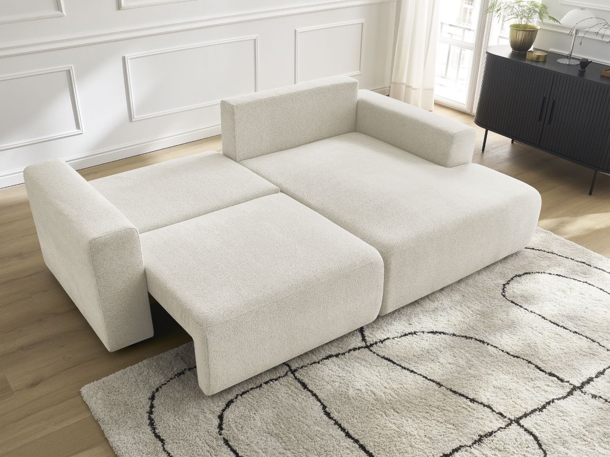 Atilla - Canapé D'Angle Convertible Coffre - Tissu Chiné - Angle Droit