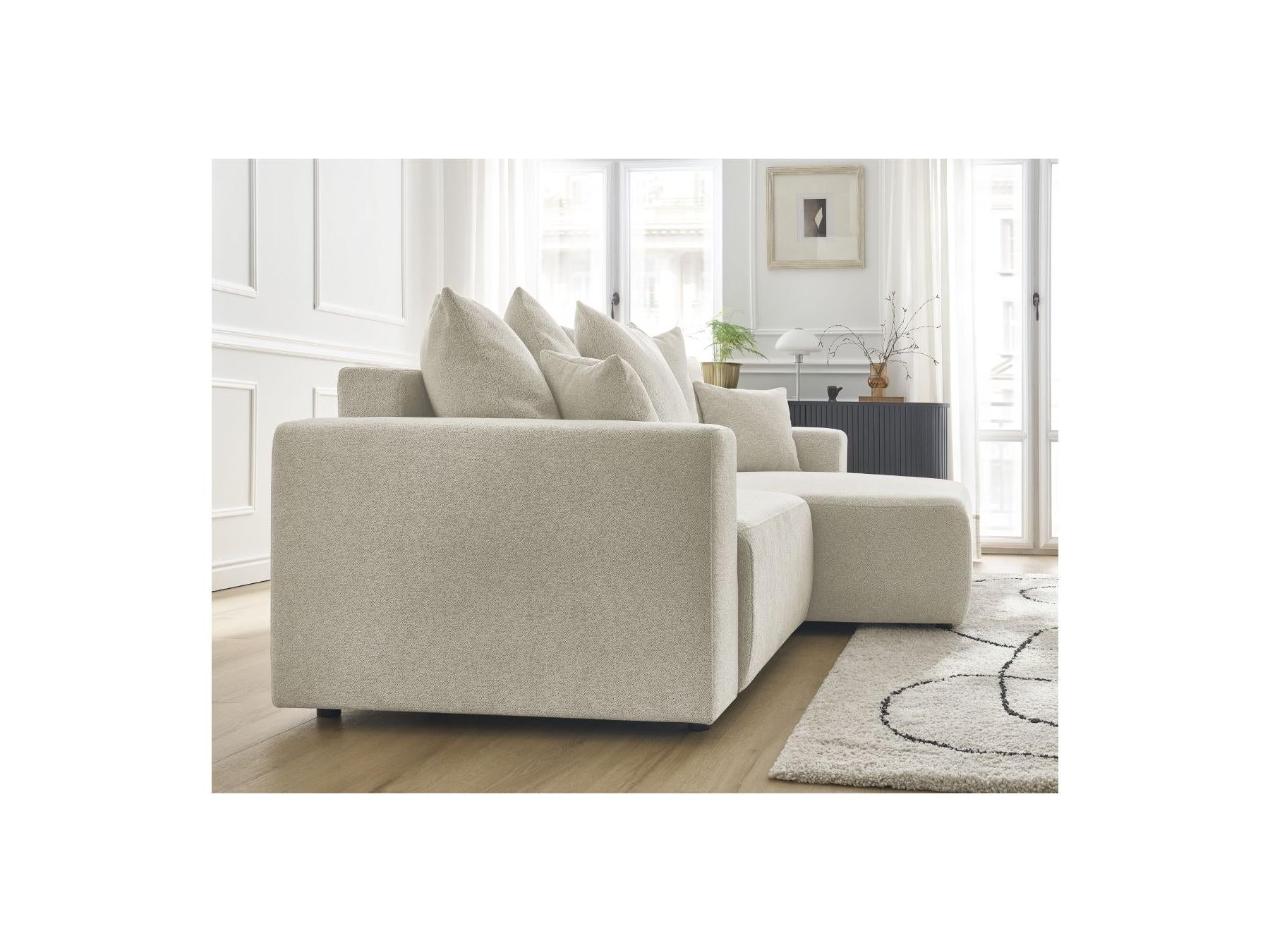 Atilla - Canapé D'Angle Convertible Coffre - Tissu Chiné - Angle Droit