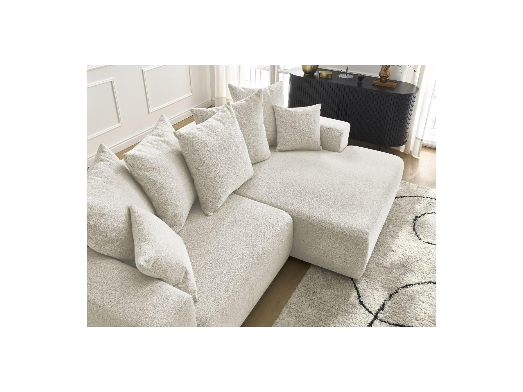 Atilla - Canapé D'Angle Convertible Coffre - Tissu Chiné - Angle Droit