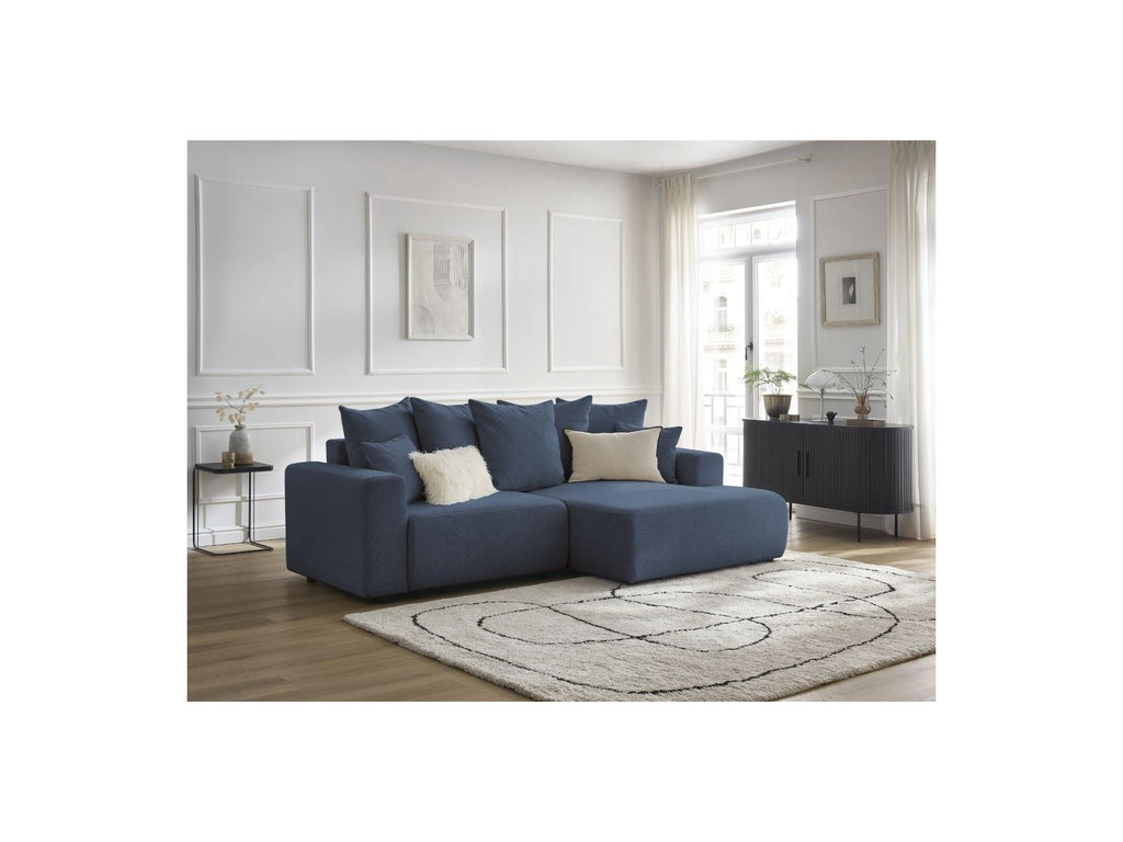 Atilla - Canapé D'Angle Convertible Coffre - Tissu Chiné - Angle Droit