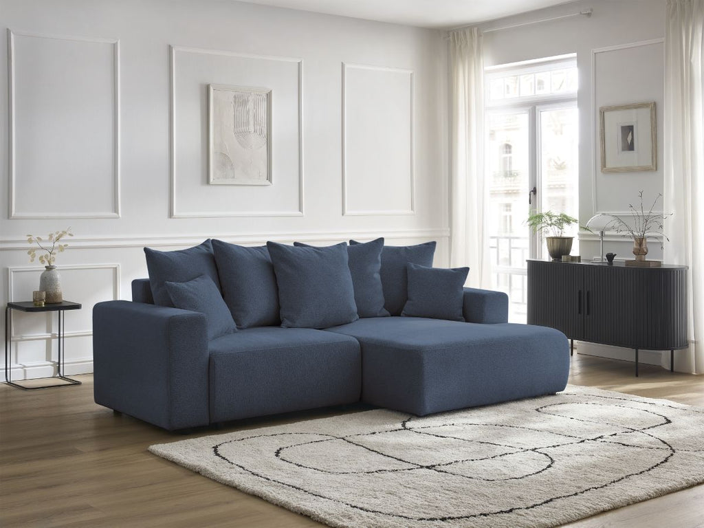 Atilla - Canapé D'Angle Convertible Coffre - Tissu Chiné - Angle Droit