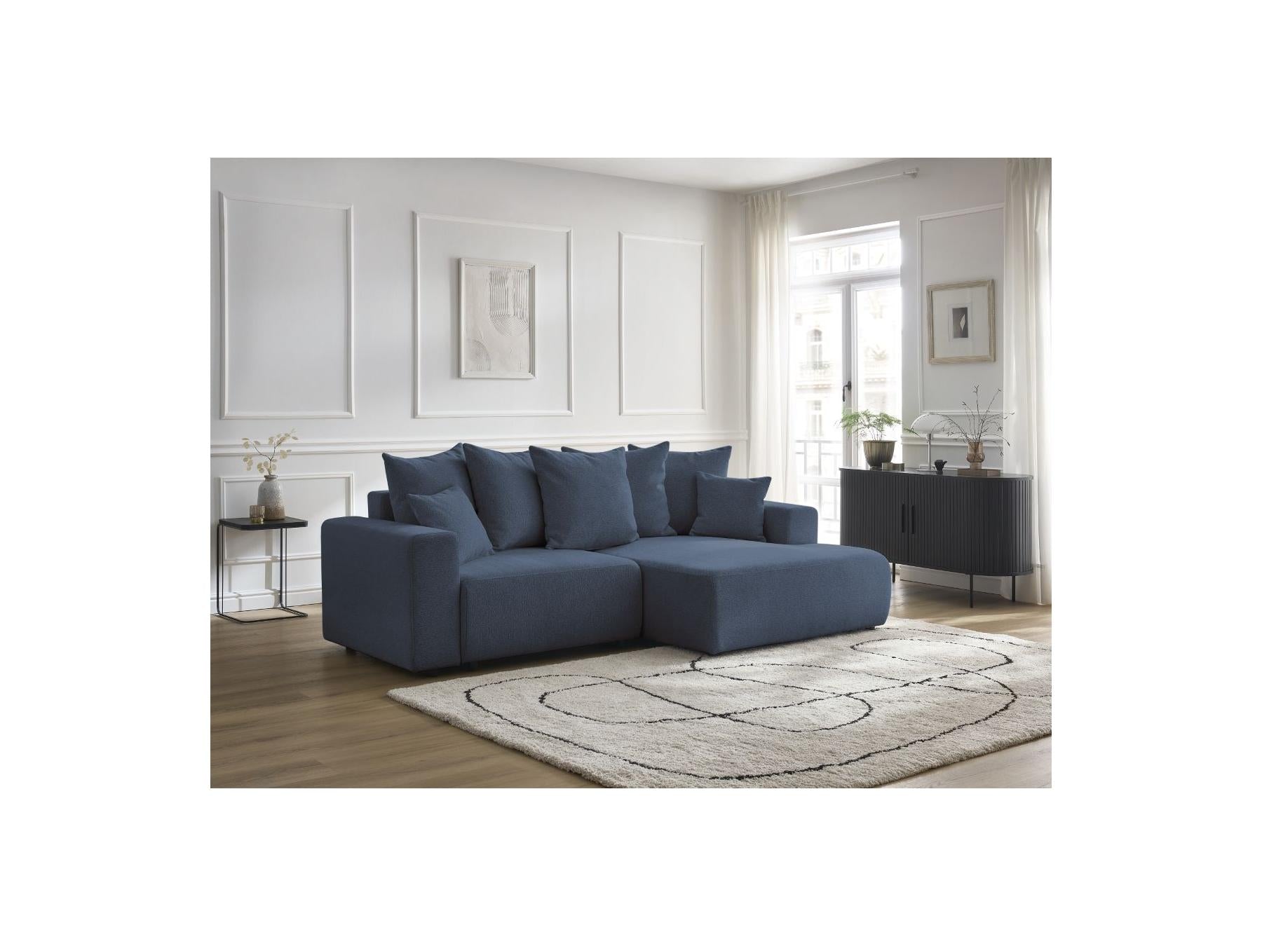 Atilla - Canapé D'Angle Convertible Coffre - Tissu Chiné - Angle Droit