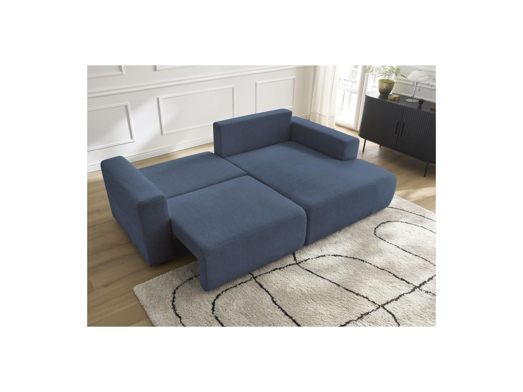 Atilla - Canapé D'Angle Convertible Coffre - Tissu Chiné - Angle Droit