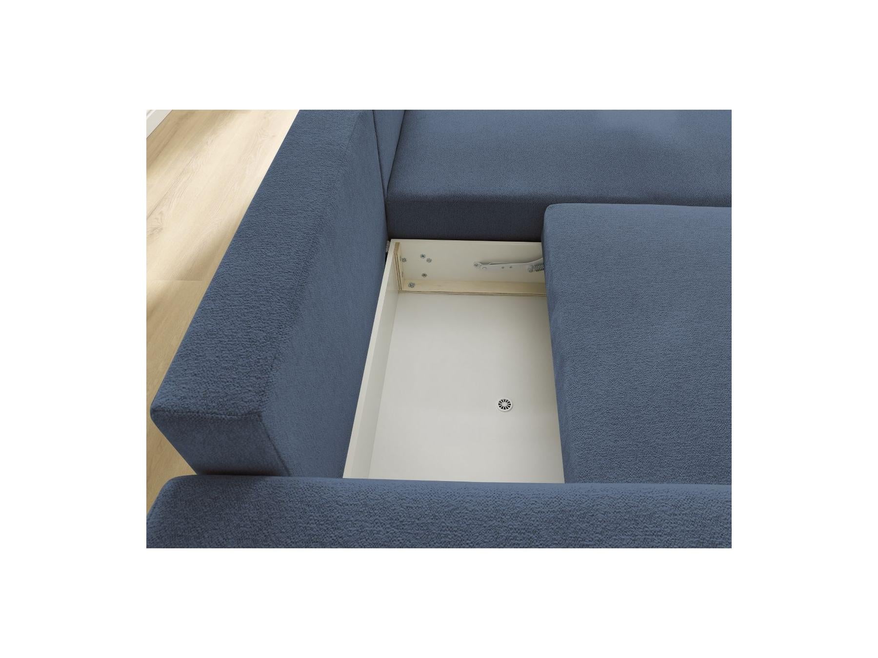 Atilla - Canapé D'Angle Convertible Coffre - Tissu Chiné - Angle Droit