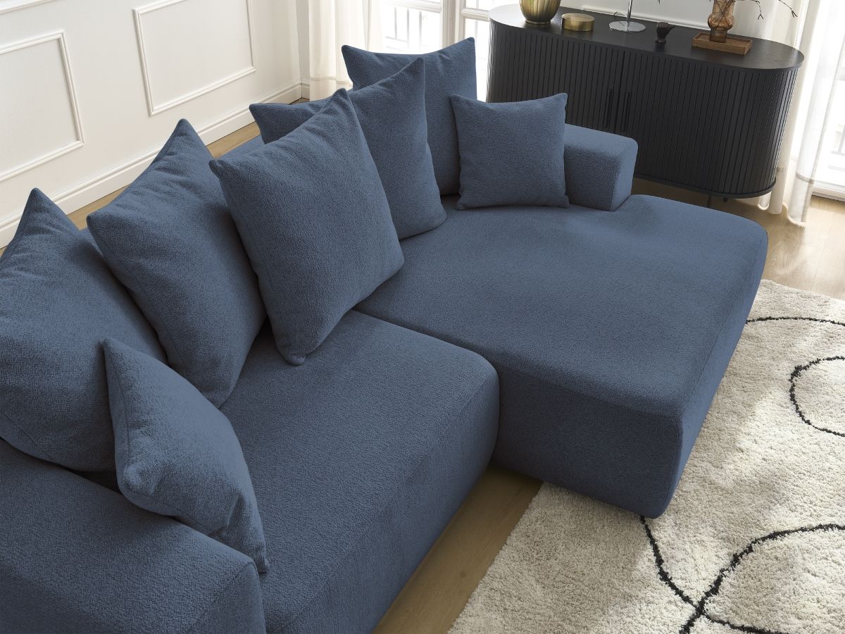 Atilla - Canapé D'Angle Convertible Coffre - Tissu Chiné - Angle Droit