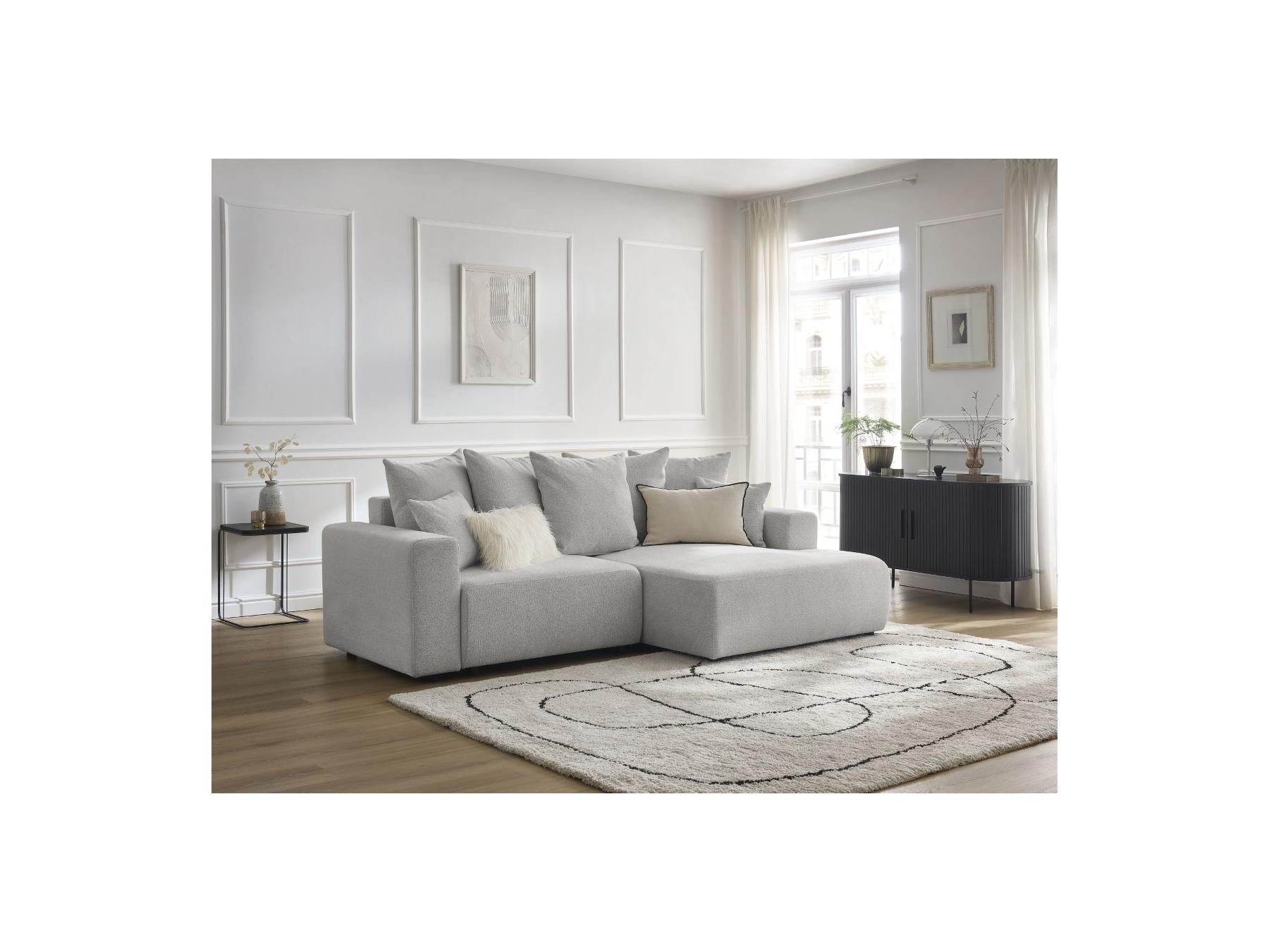 Atilla - Canapé D'Angle Convertible Coffre - Tissu Chiné - Angle Droit