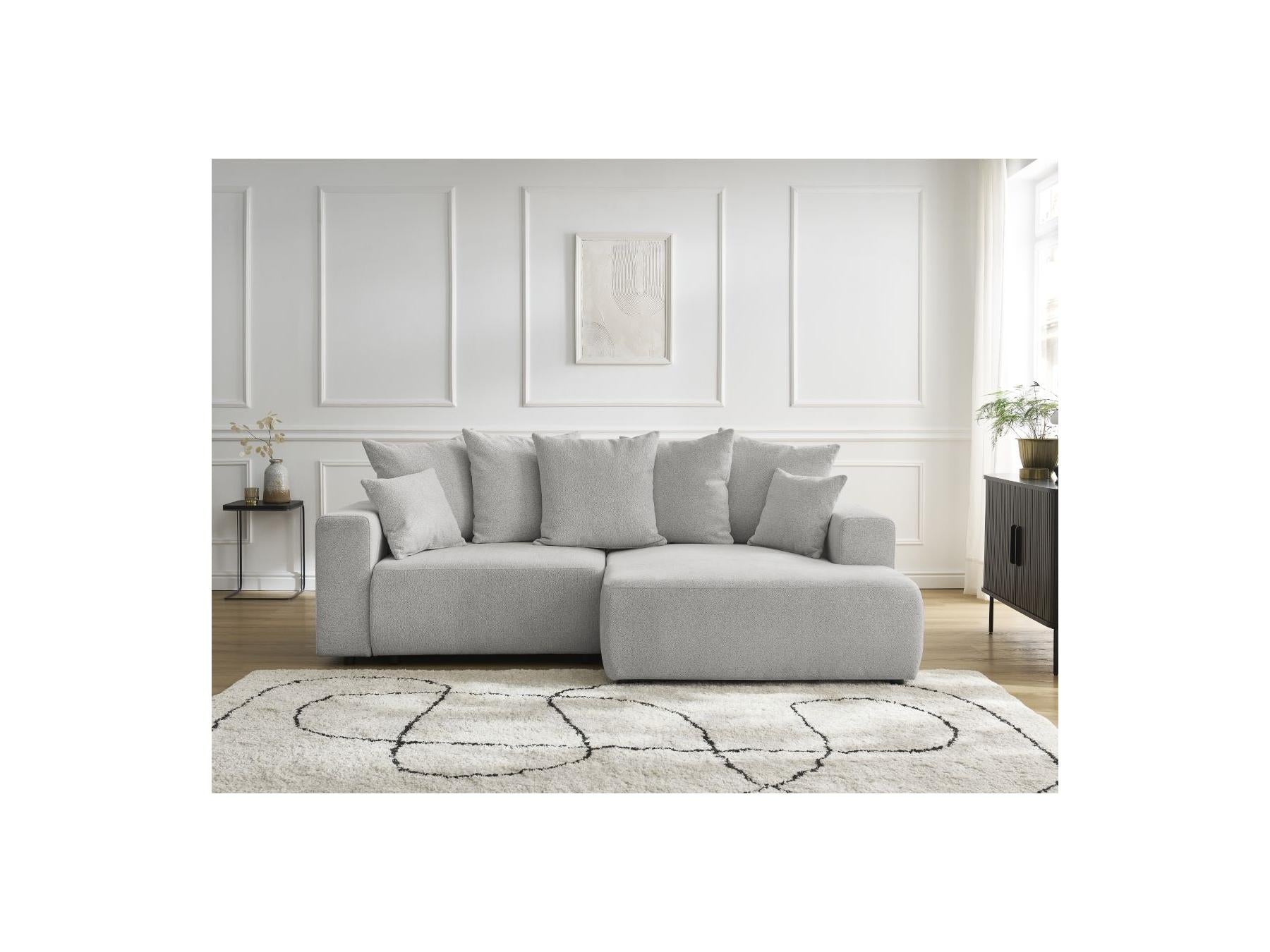 Atilla - Canapé D'Angle Convertible Coffre - Tissu Chiné - Angle Droit