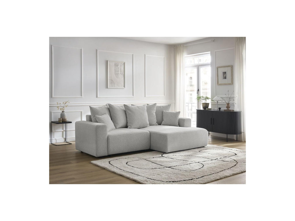 Atilla - Canapé D'Angle Convertible Coffre - Tissu Chiné - Angle Droit