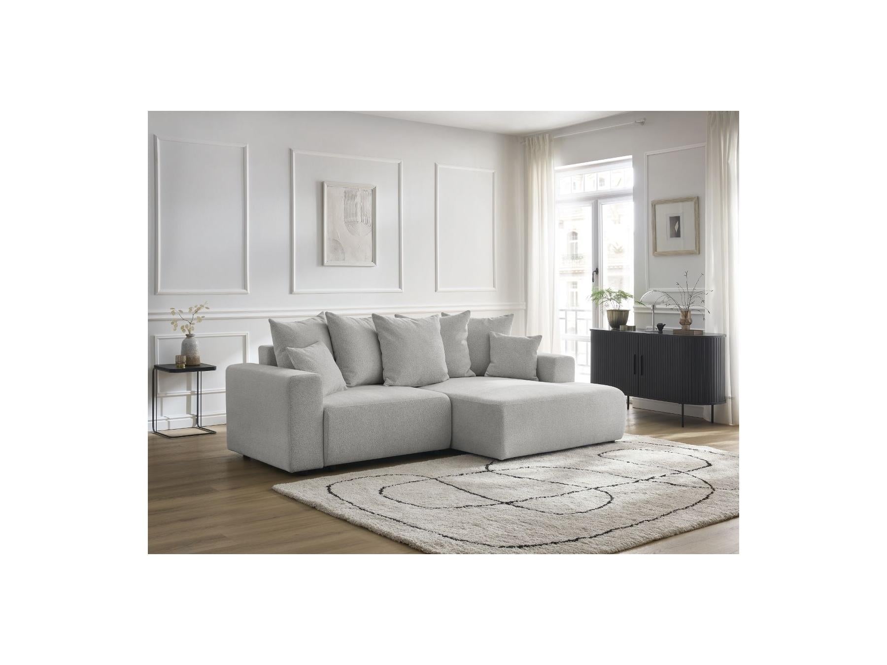 Atilla - Canapé D'Angle Convertible Coffre - Tissu Chiné - Angle Droit