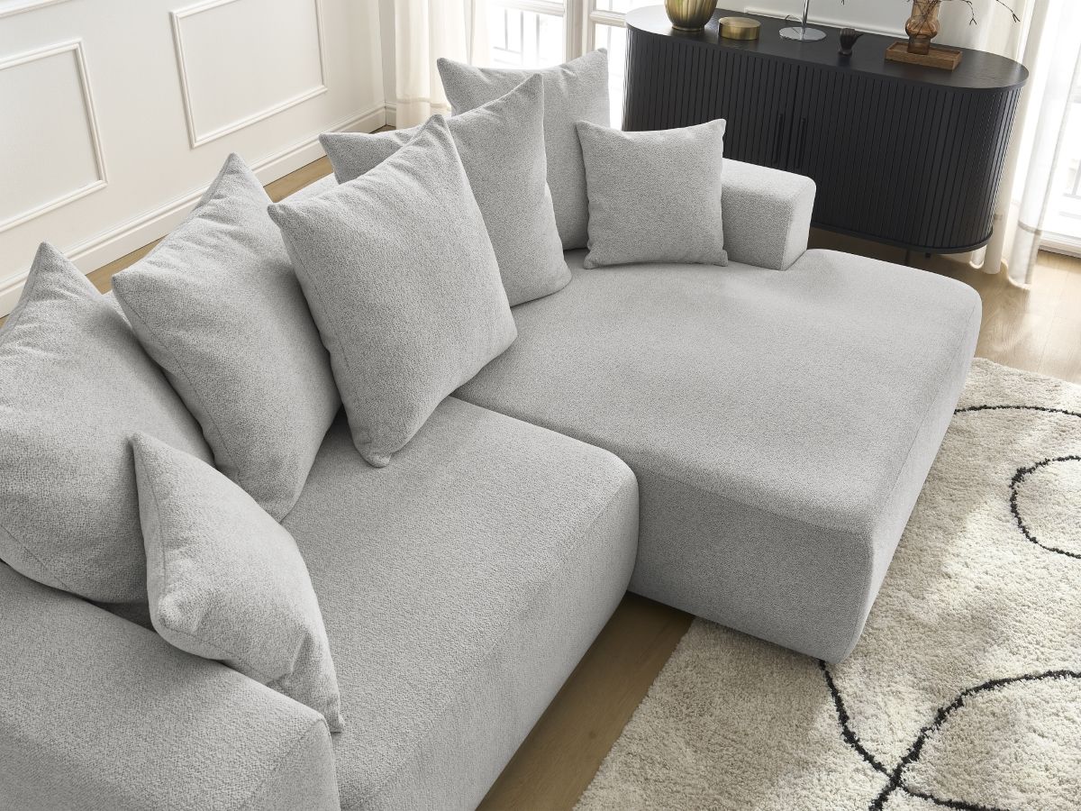 Atilla - Canapé D'Angle Convertible Coffre - Tissu Chiné - Angle Droit