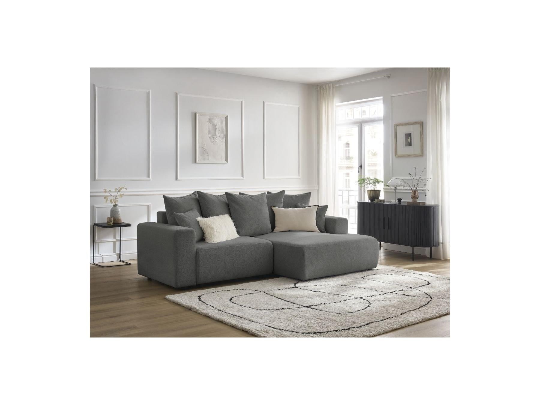 Atilla - Canapé D'Angle Convertible Coffre - Tissu Chiné - Angle Droit