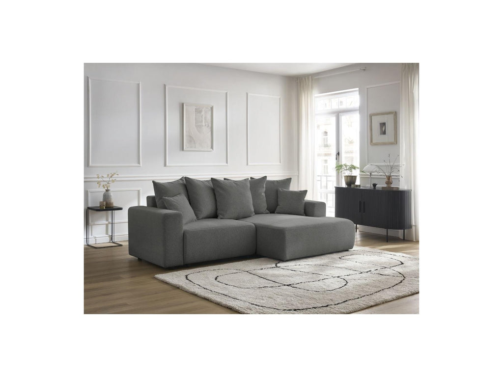 Atilla - Canapé D'Angle Convertible Coffre - Tissu Chiné - Angle Droit