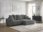 Atilla - Canapé D'Angle Convertible Coffre - Tissu Chiné - Angle Droit