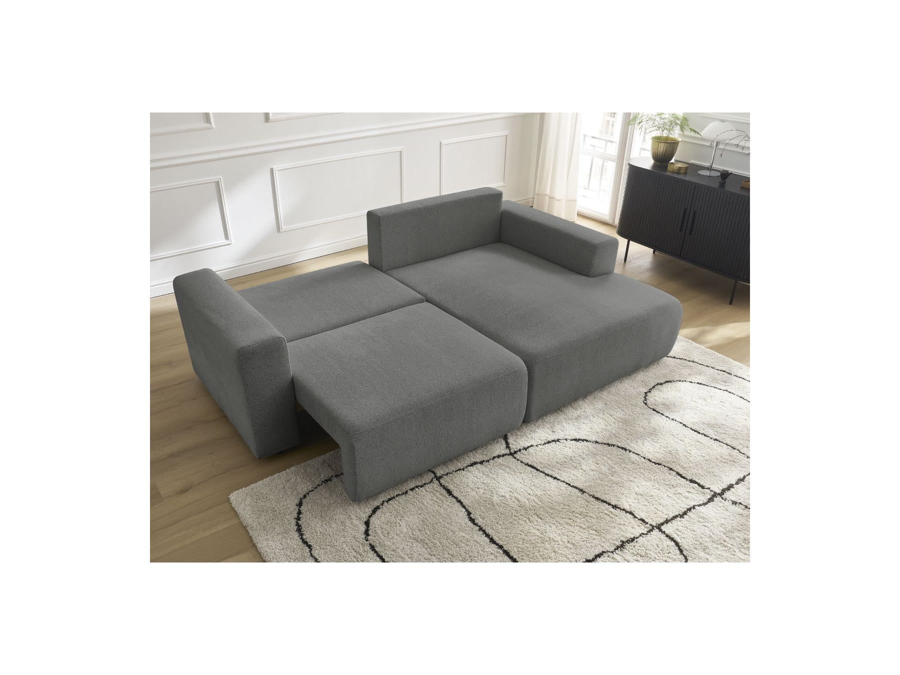 Atilla - Canapé D'Angle Convertible Coffre - Tissu Chiné - Angle Droit