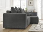 Atilla - Canapé D'Angle Convertible Coffre - Tissu Chiné - Angle Droit
