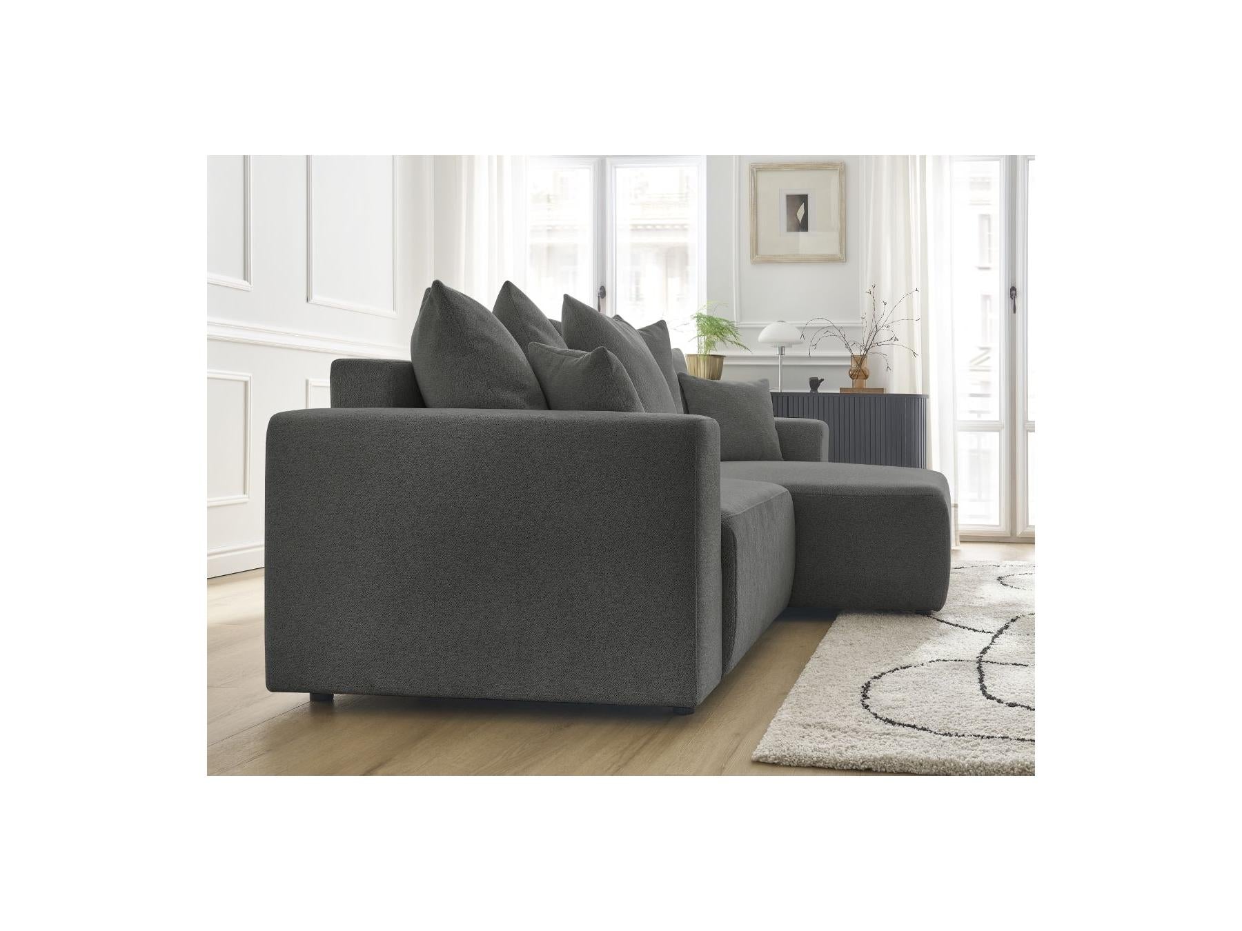 Atilla - Canapé D'Angle Convertible Coffre - Tissu Chiné - Angle Droit