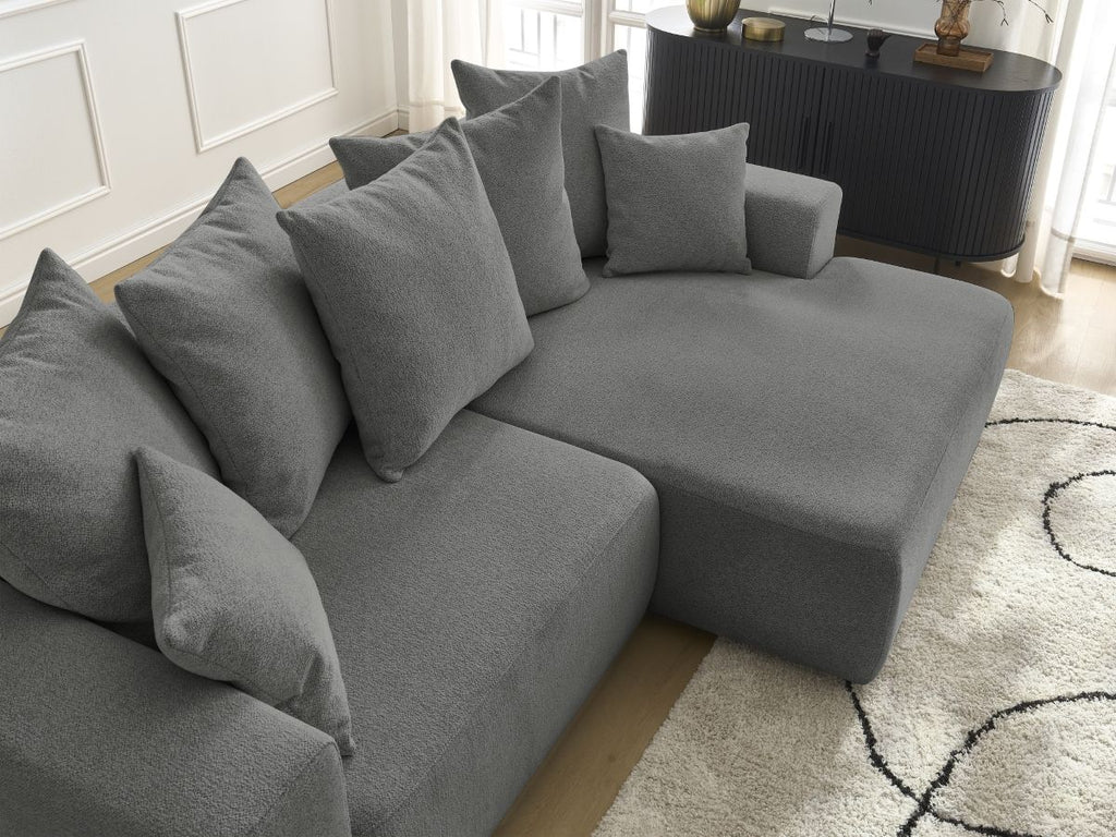 Atilla - Canapé D'Angle Convertible Coffre - Tissu Chiné - Angle Droit