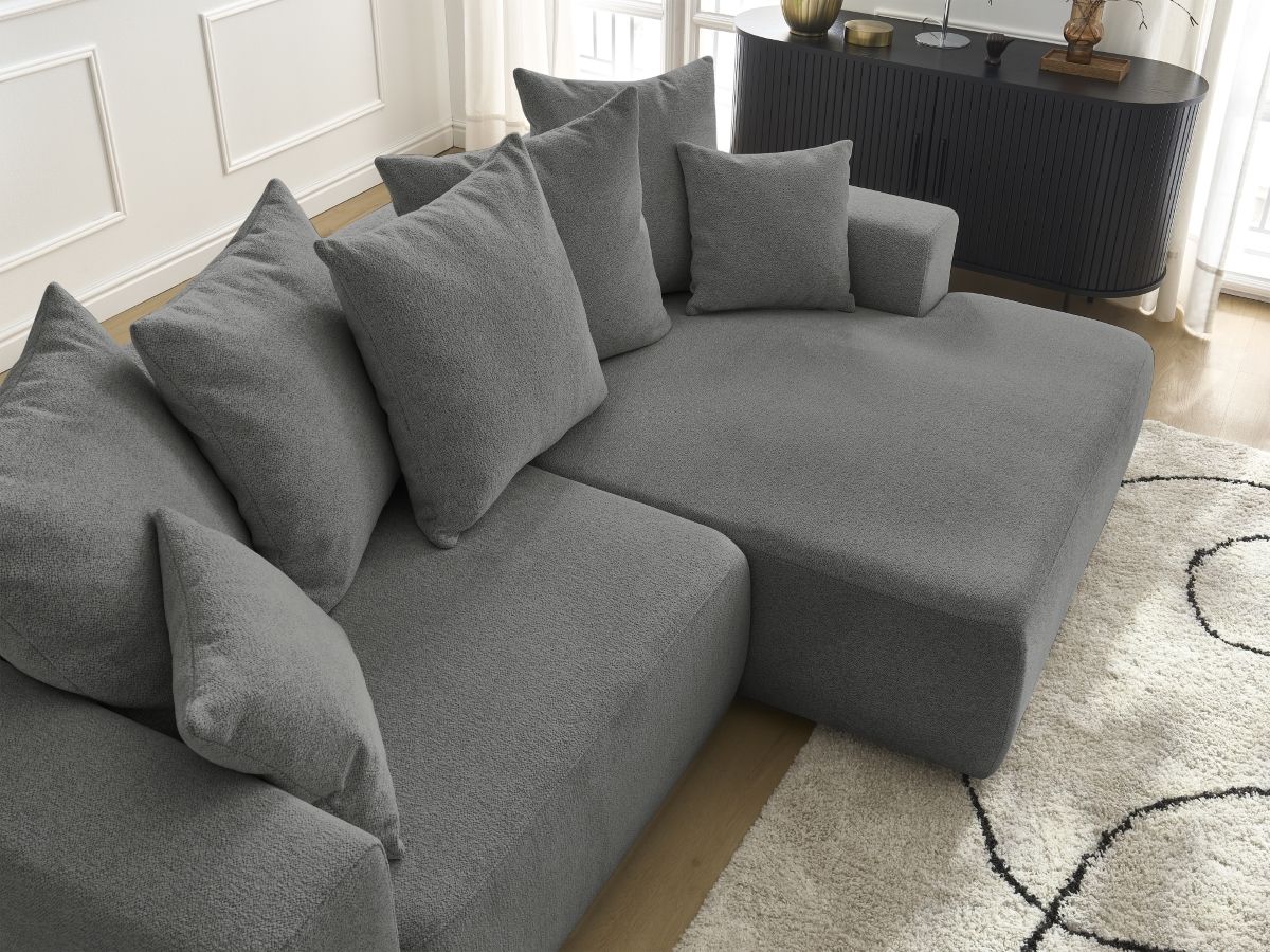 Atilla - Canapé D'Angle Convertible Coffre - Tissu Chiné - Angle Droit