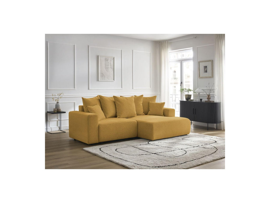 Atilla - Canapé D'Angle Convertible Coffre - Tissu Chiné - Angle Droit