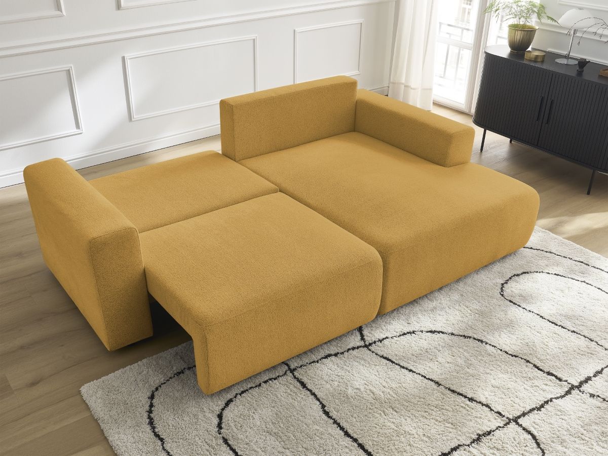 Atilla - Canapé D'Angle Convertible Coffre - Tissu Chiné - Angle Droit