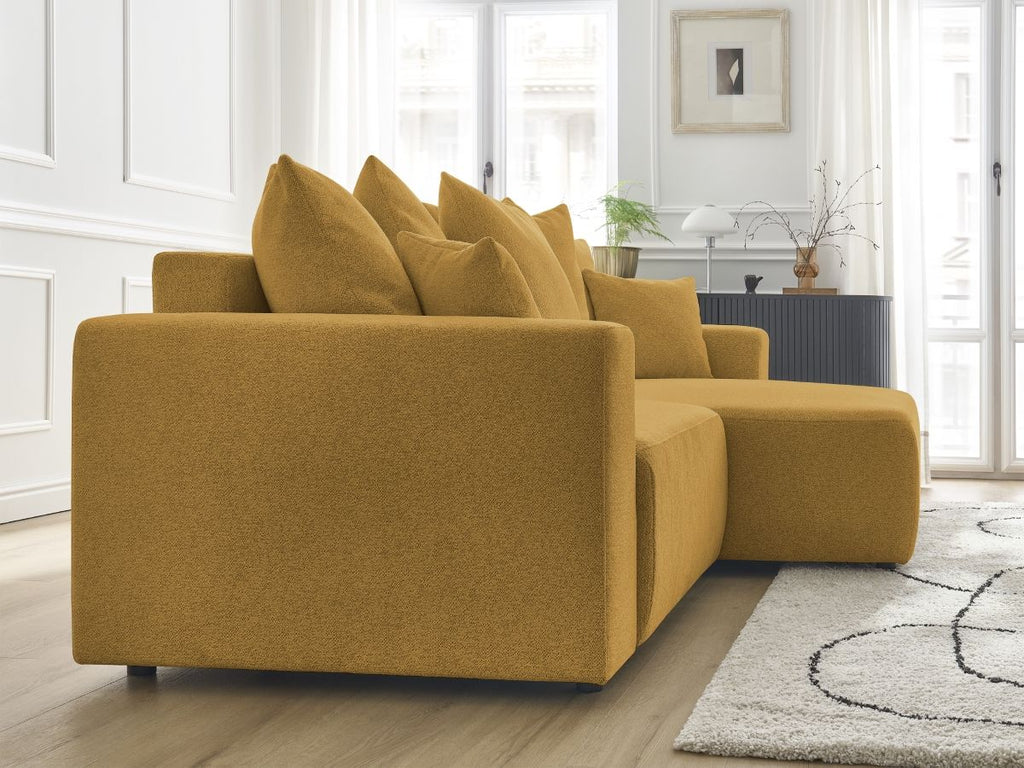 Atilla - Canapé D'Angle Convertible Coffre - Tissu Chiné - Angle Droit