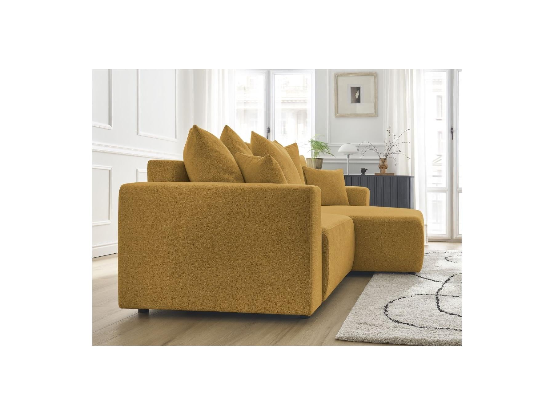 Atilla - Canapé D'Angle Convertible Coffre - Tissu Chiné - Angle Droit