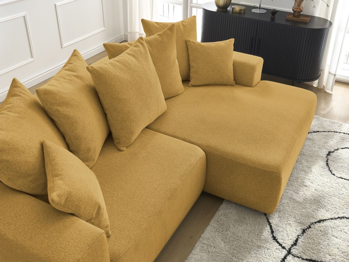 Atilla - Canapé D'Angle Convertible Coffre - Tissu Chiné - Angle Droit