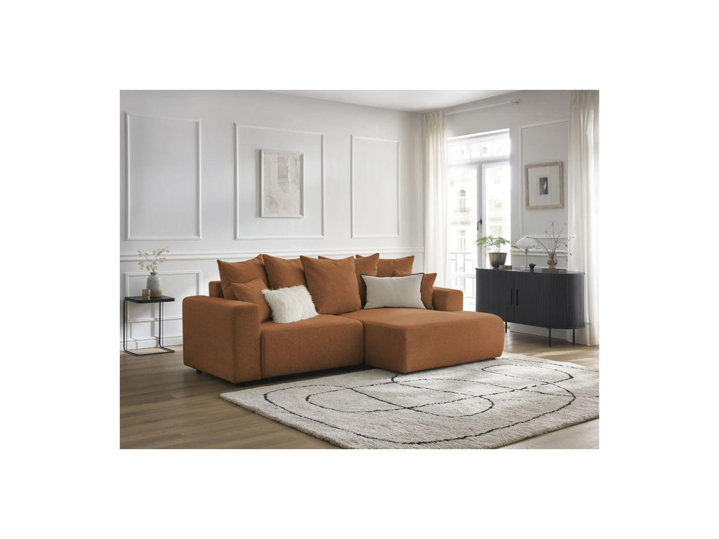 Atilla - Canapé D'Angle Convertible Coffre - Tissu Chiné - Angle Droit