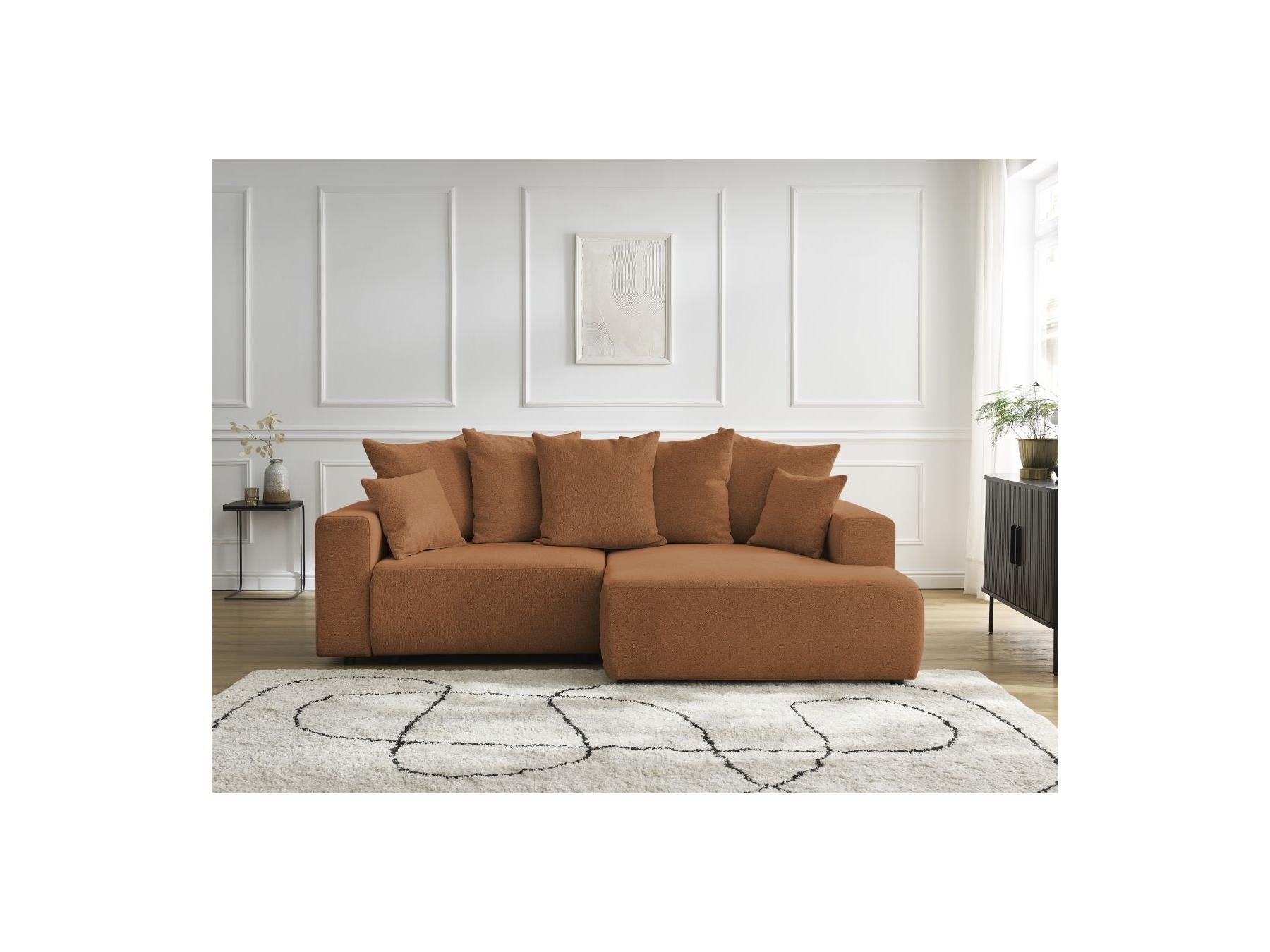Atilla - Canapé D'Angle Convertible Coffre - Tissu Chiné - Angle Droit