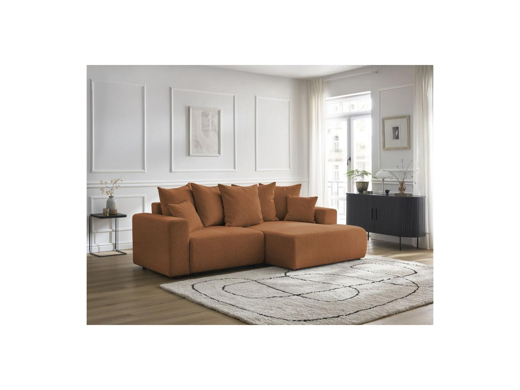 Atilla - Canapé D'Angle Convertible Coffre - Tissu Chiné - Angle Droit