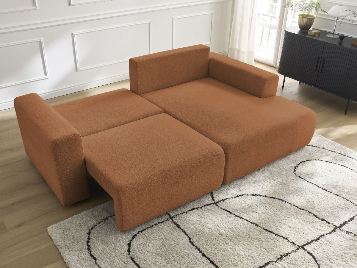 Atilla - Canapé D'Angle Convertible Coffre - Tissu Chiné - Angle Droit