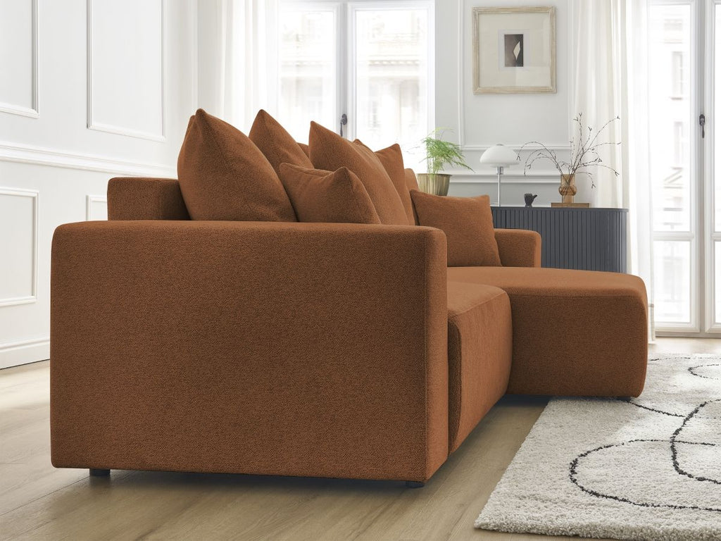 Atilla - Canapé D'Angle Convertible Coffre - Tissu Chiné - Angle Droit