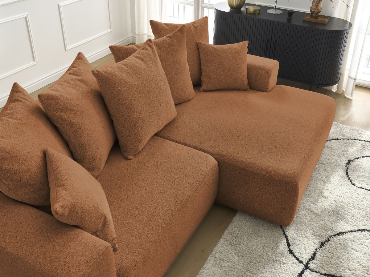 Atilla - Canapé D'Angle Convertible Coffre - Tissu Chiné - Angle Droit